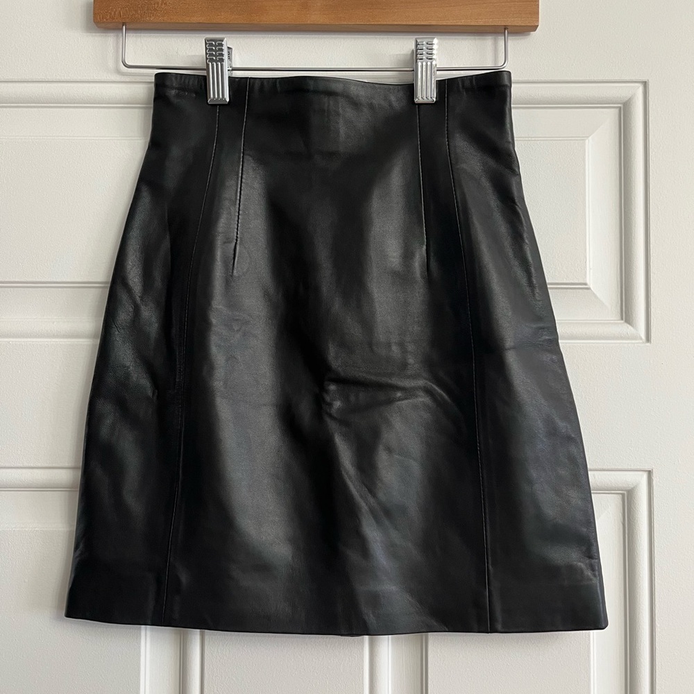 &Other Stories Leather black mini skirt